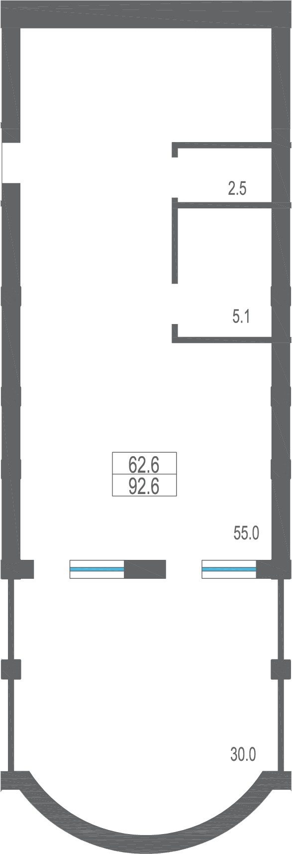 Студия, 92.3 м² · Garden Palace