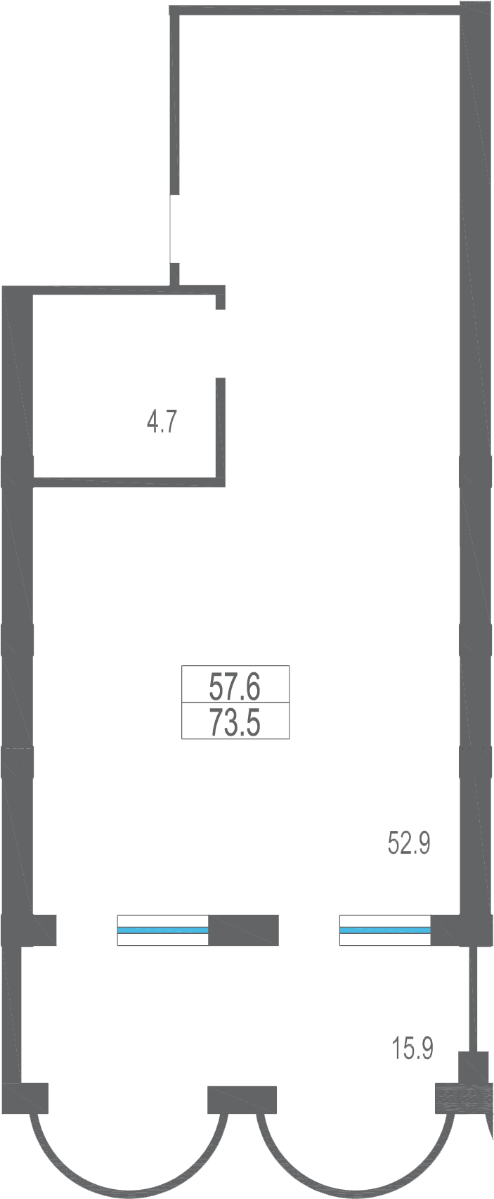 Студия, 74.4 м² · Garden Palace