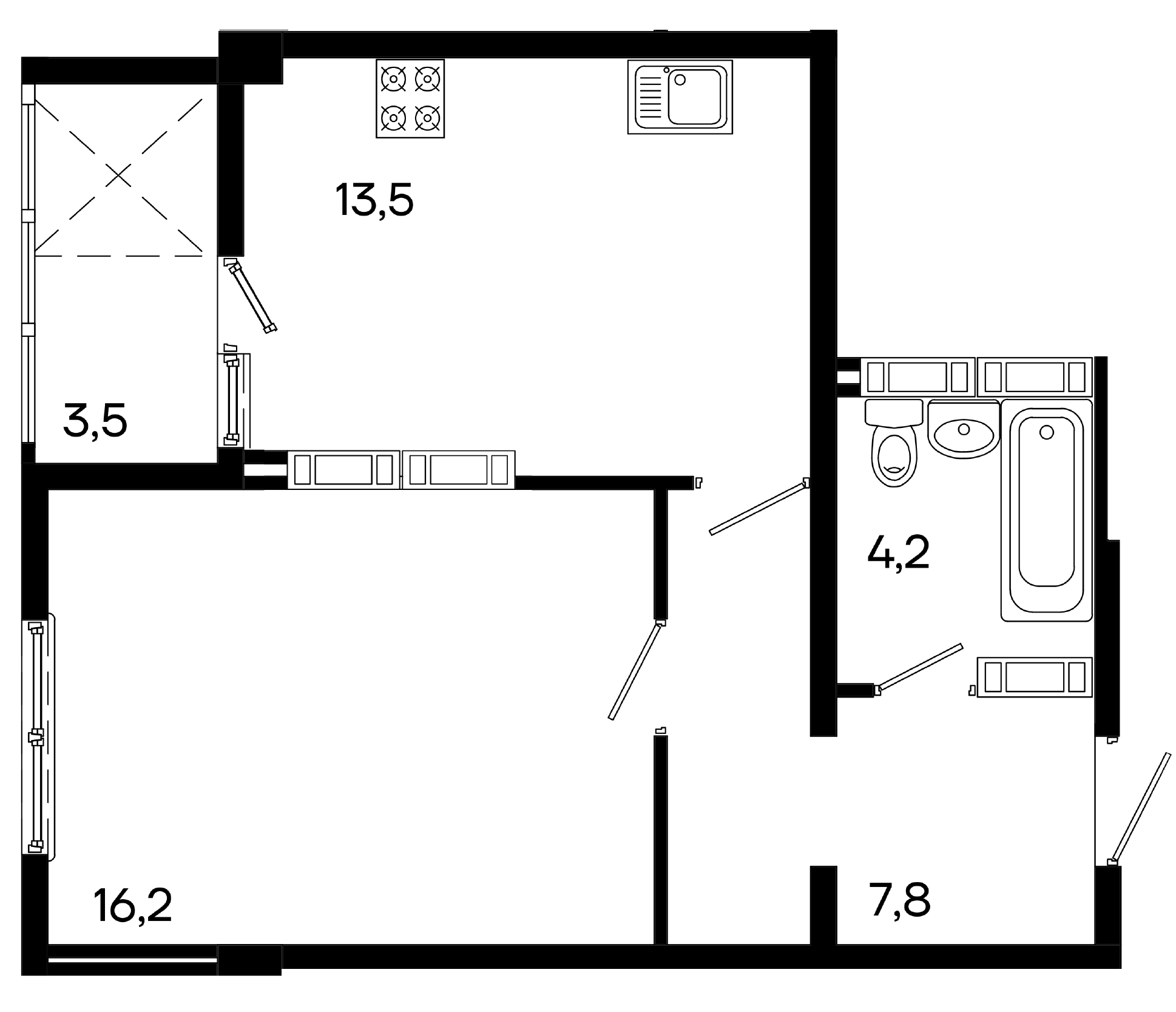 1-к, 45.2 м² · Поэма