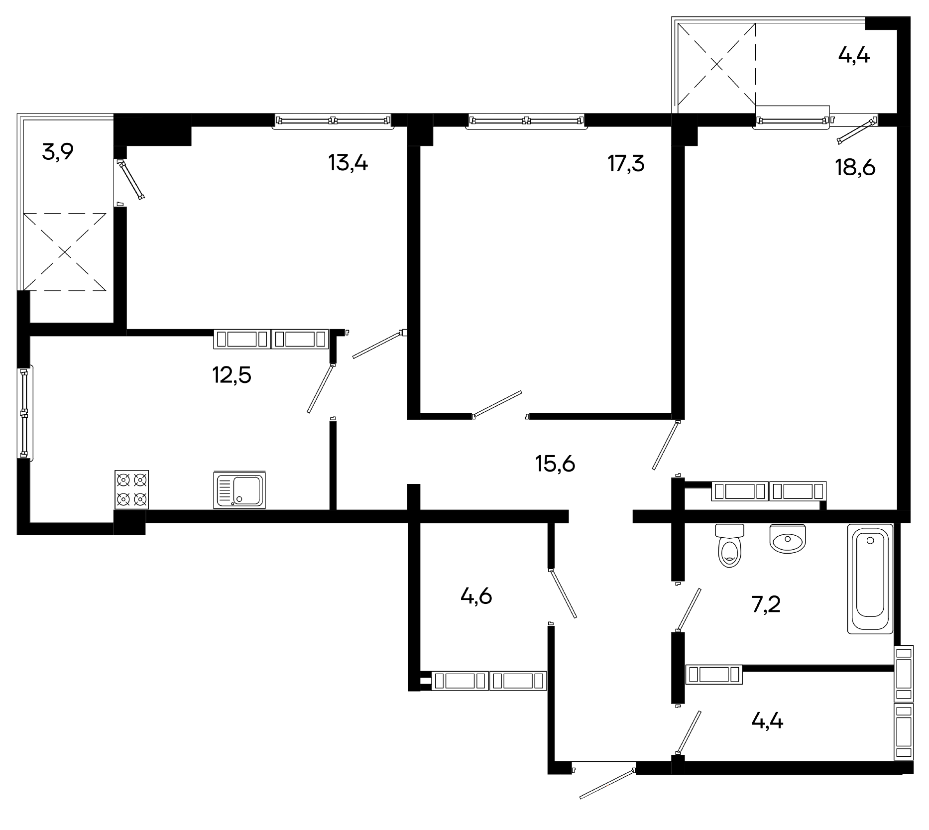 3-к, 101.4 м² · Трубаченко