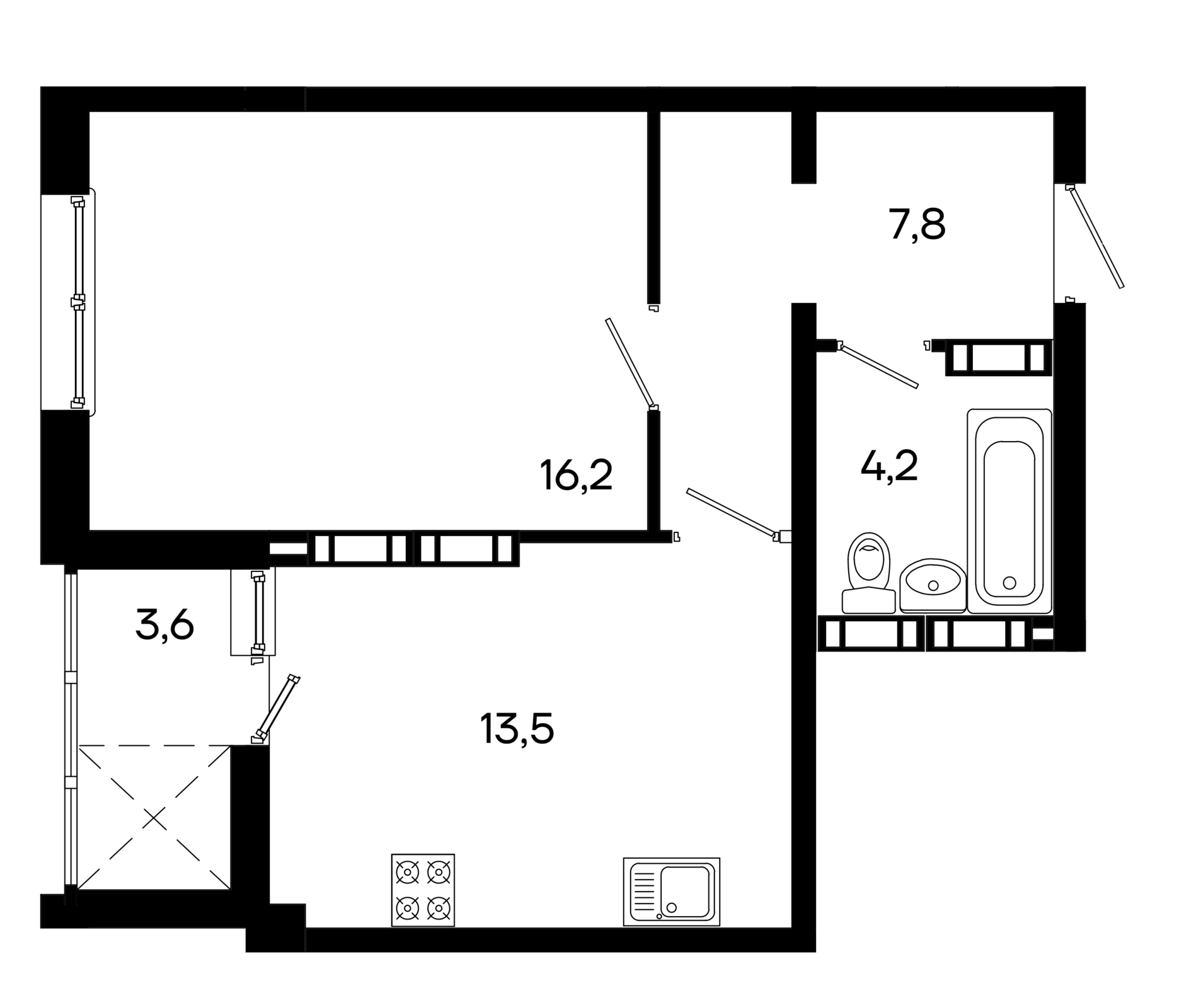 1-к, 45.3 м² · КД Моне