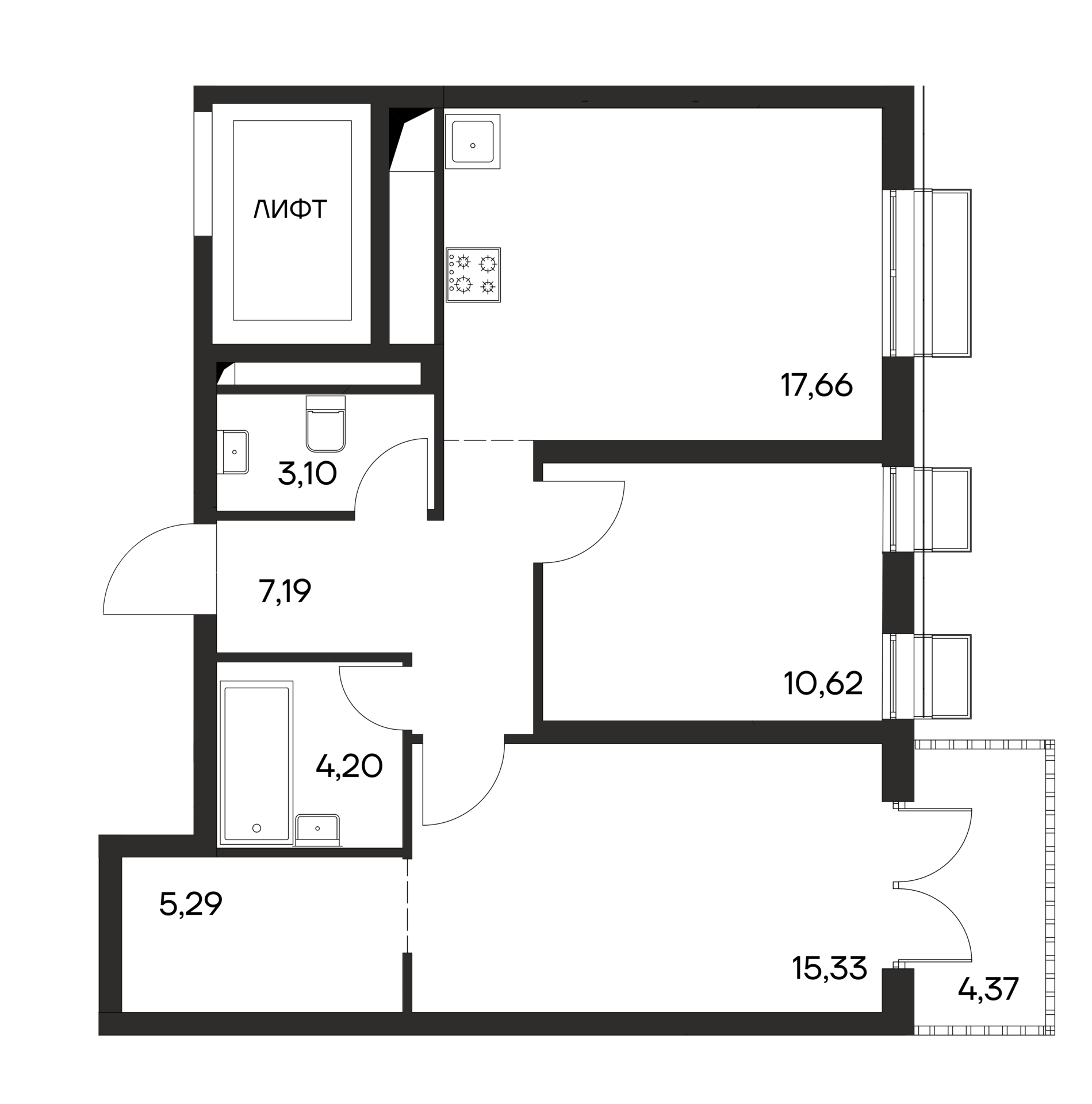 2-к, 67.76 м² · Ана-Юрт