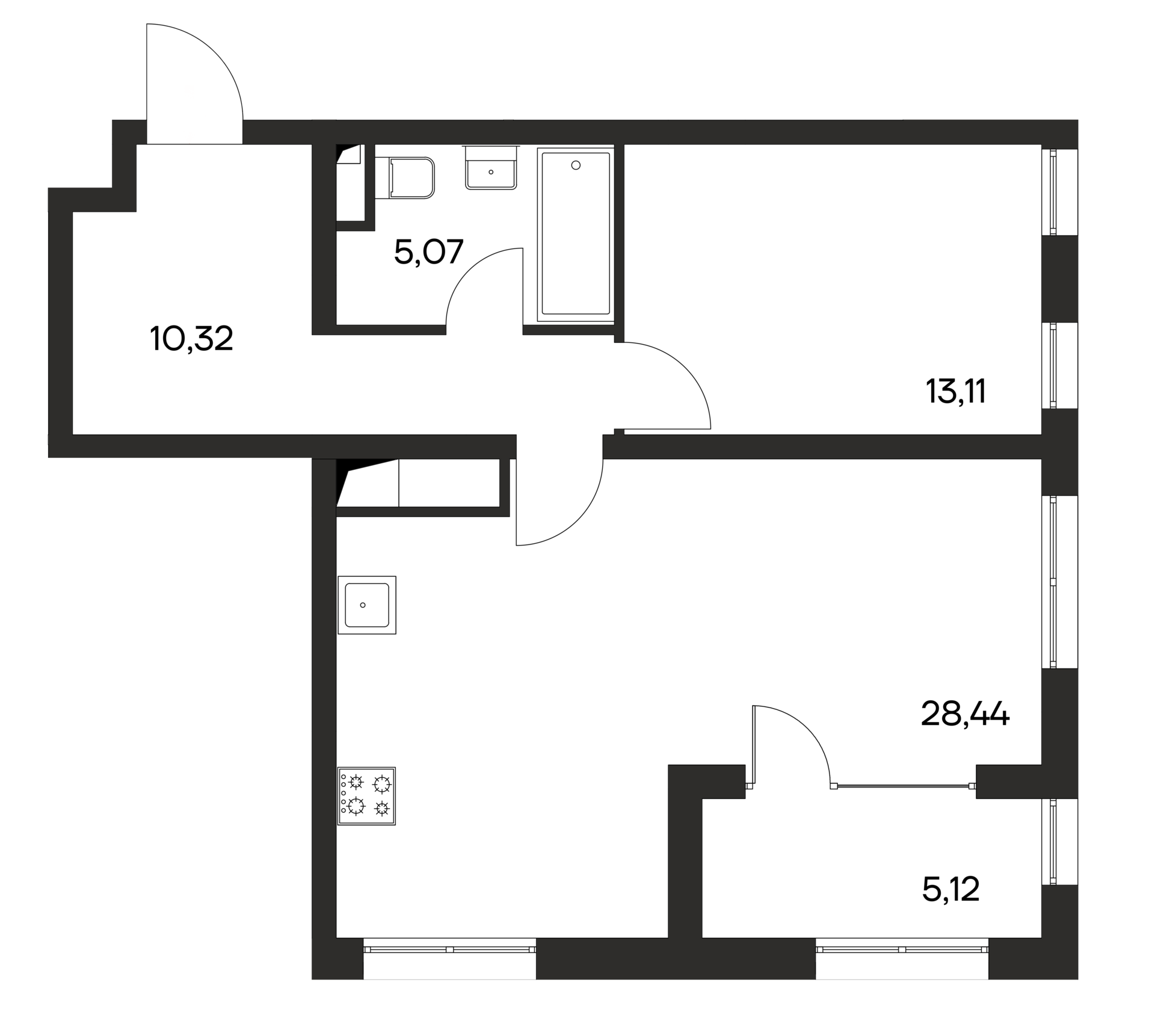 1-к, 62.06 м² · Ана-Юрт