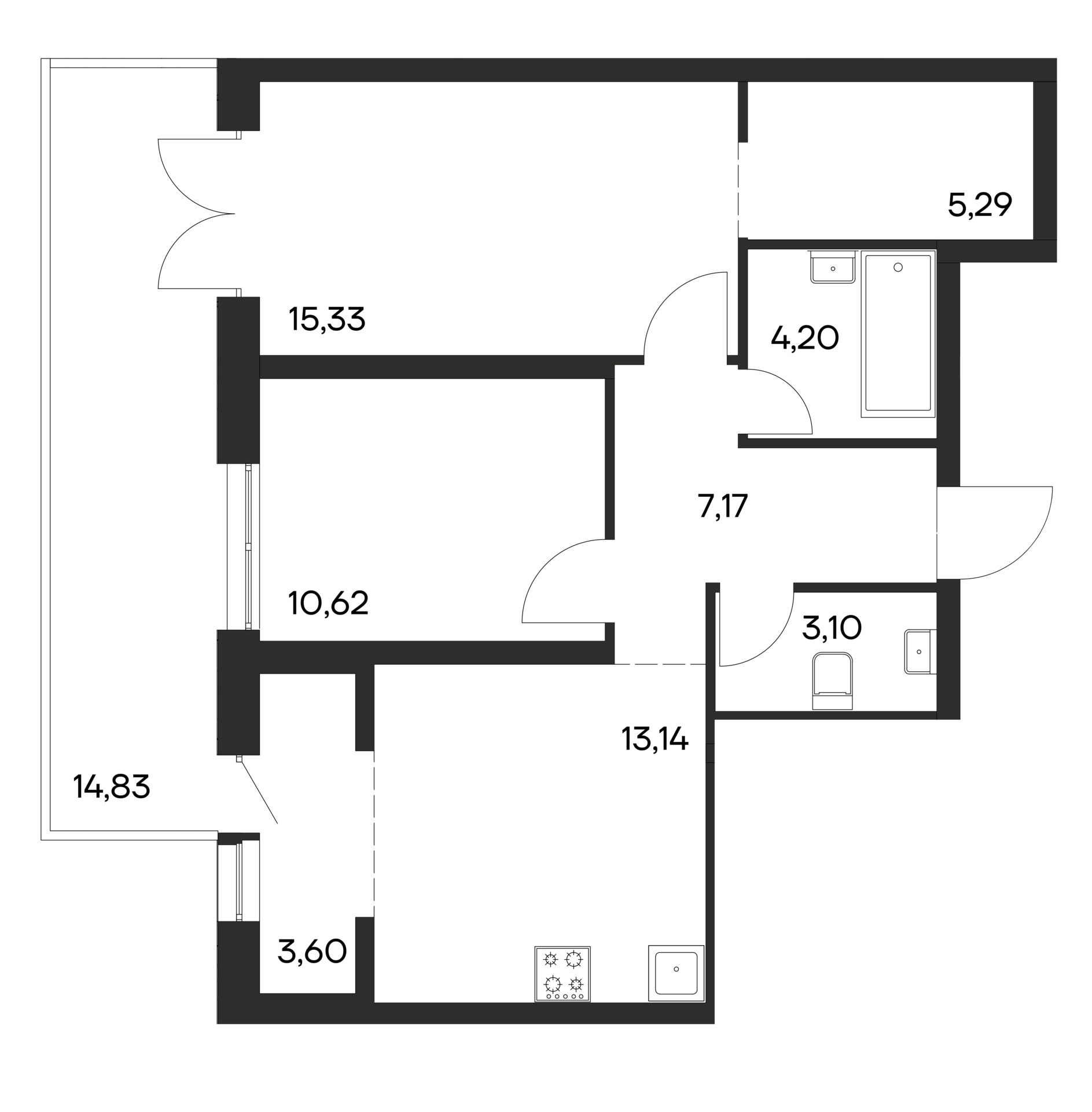 2-к, 77.28 м² · Ана-Юрт