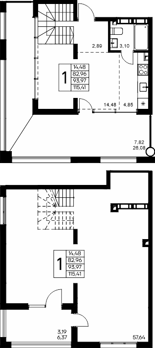 1-к, 115.41 м² · Розовое озеро