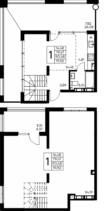 1-к, 111.92 м² · Розовое озеро