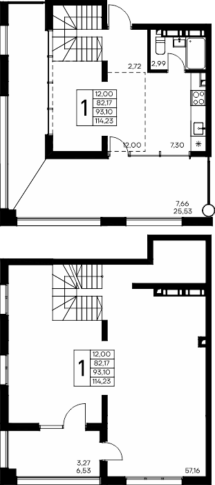 1-к, 114.23 м² · Розовое озеро