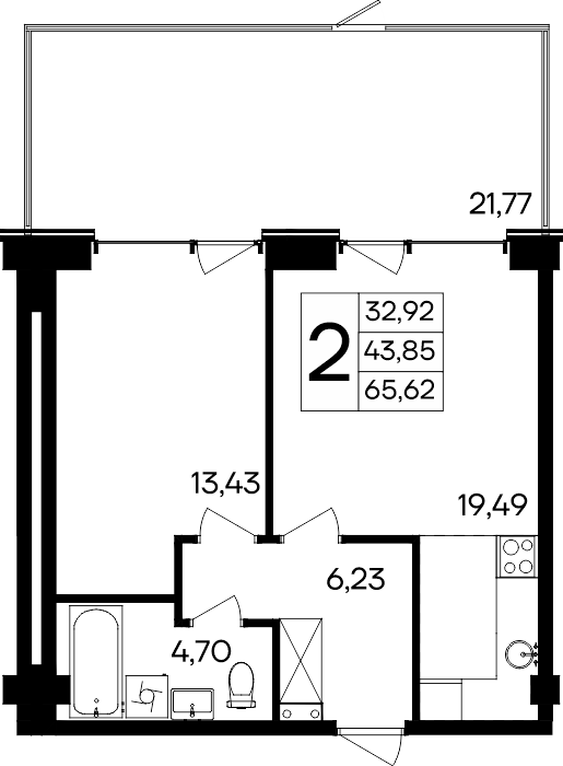 2-к, 65.62 м² · Ола-апарт