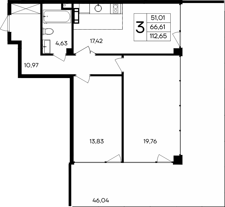 3-к, 112.65 м² · Ола-апарт