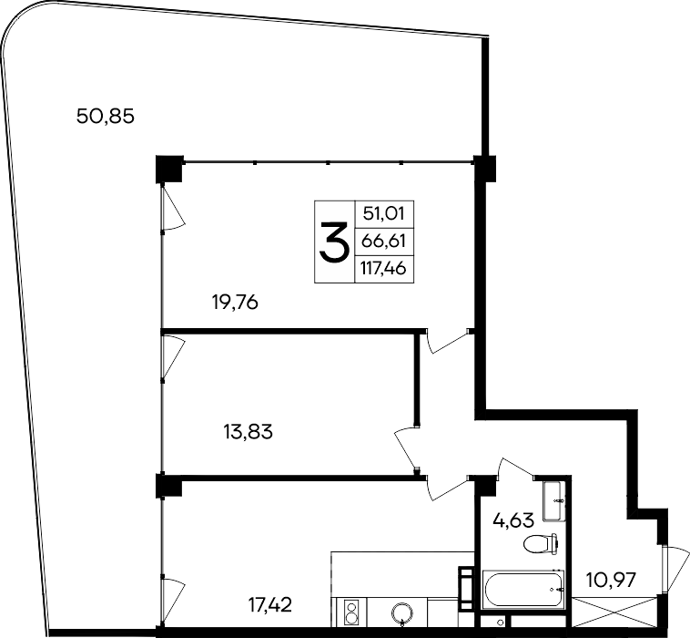 3-к, 117.46 м² · Ола-апарт