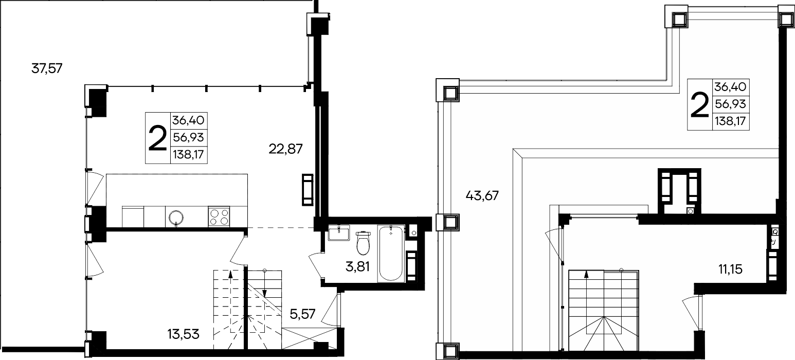 2-к, 138.17 м² · Ола-апарт