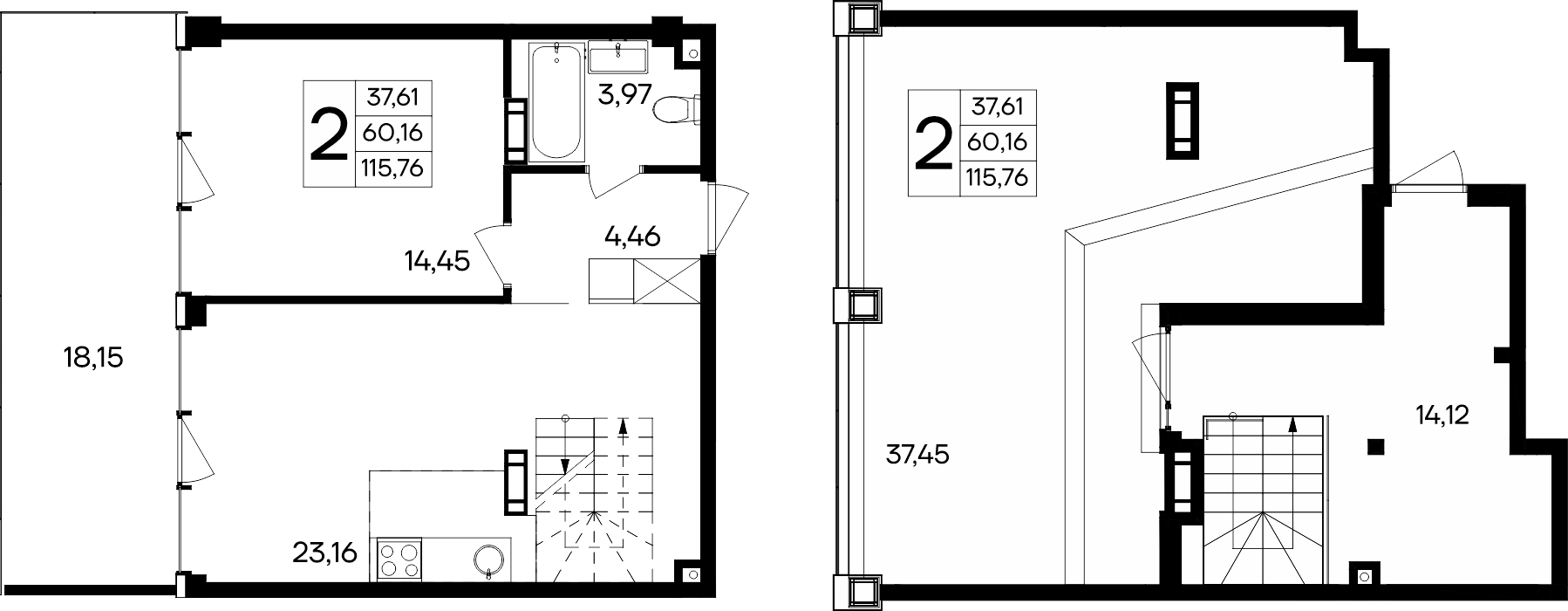 2-к, 115.76 м² · Ола-апарт