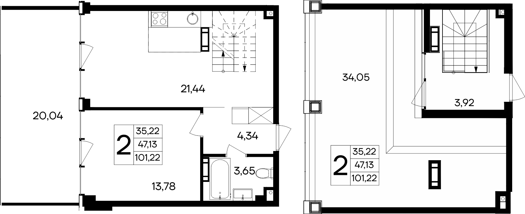 2-к, 101.22 м² · Ола-апарт