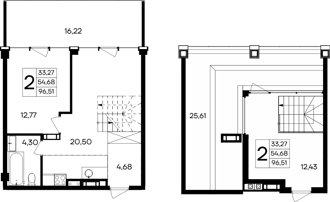 2-к, 96.51 м² · Ола-апарт