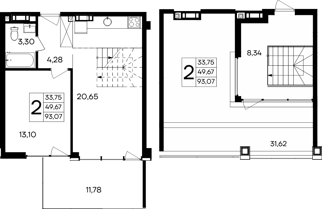 2-к, 93.07 м² · Ола-апарт