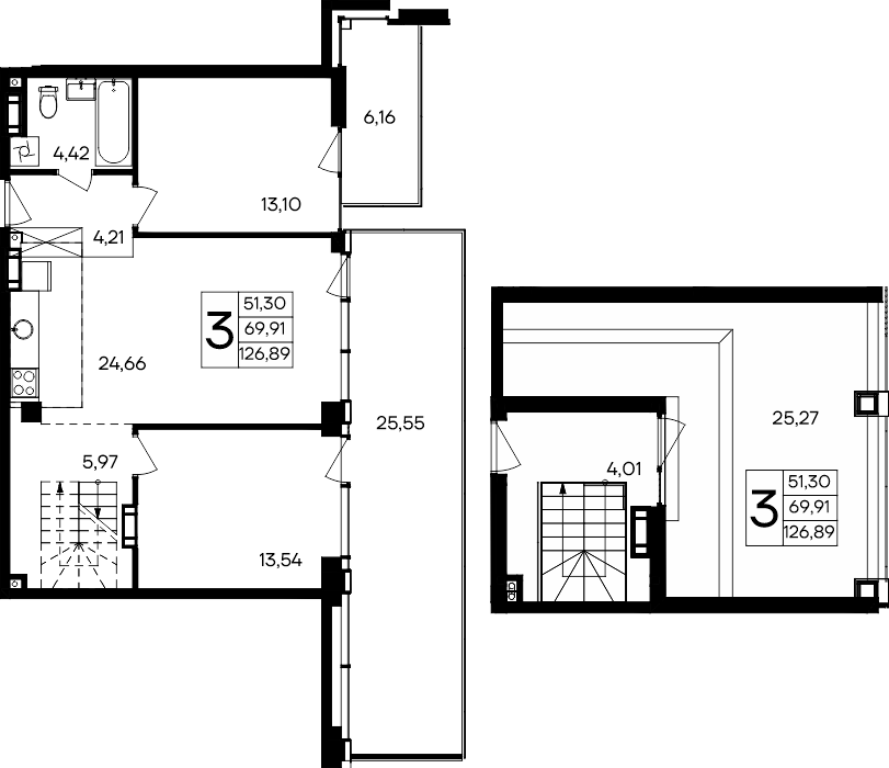 3-к, 126.89 м² · Ола-апарт