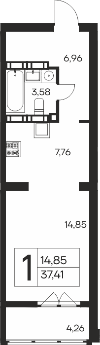 1-к, 37.41 м² · Ай-Петри