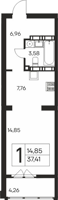 1-к, 37.41 м² · Ай-Петри