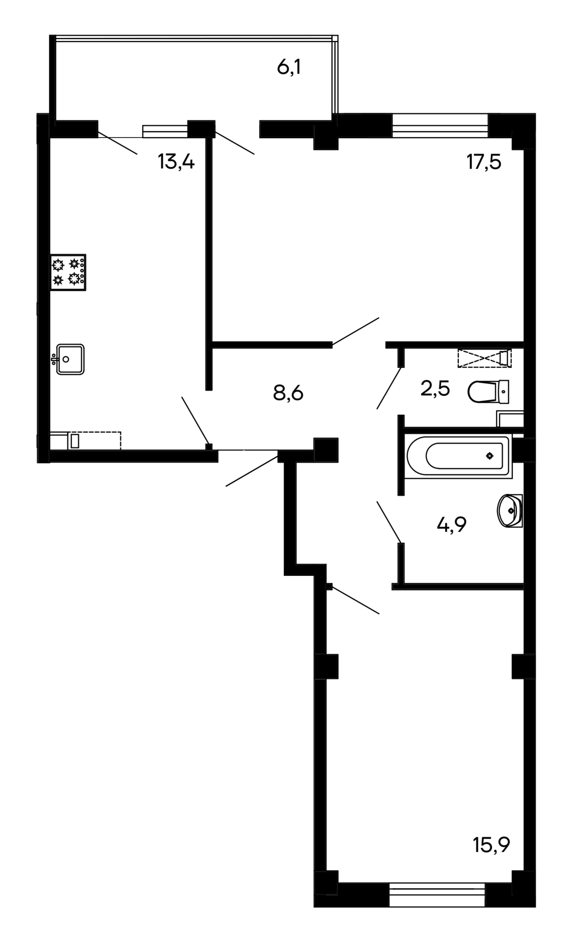 2-к, 68.9 м² · Доброгород