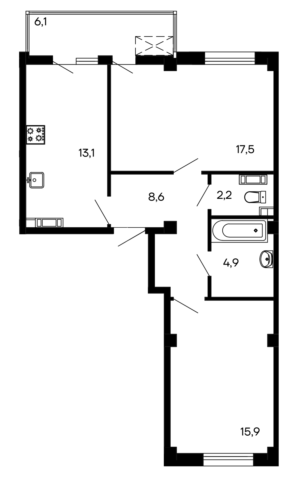 2-к, 68.3 м² · Доброгород