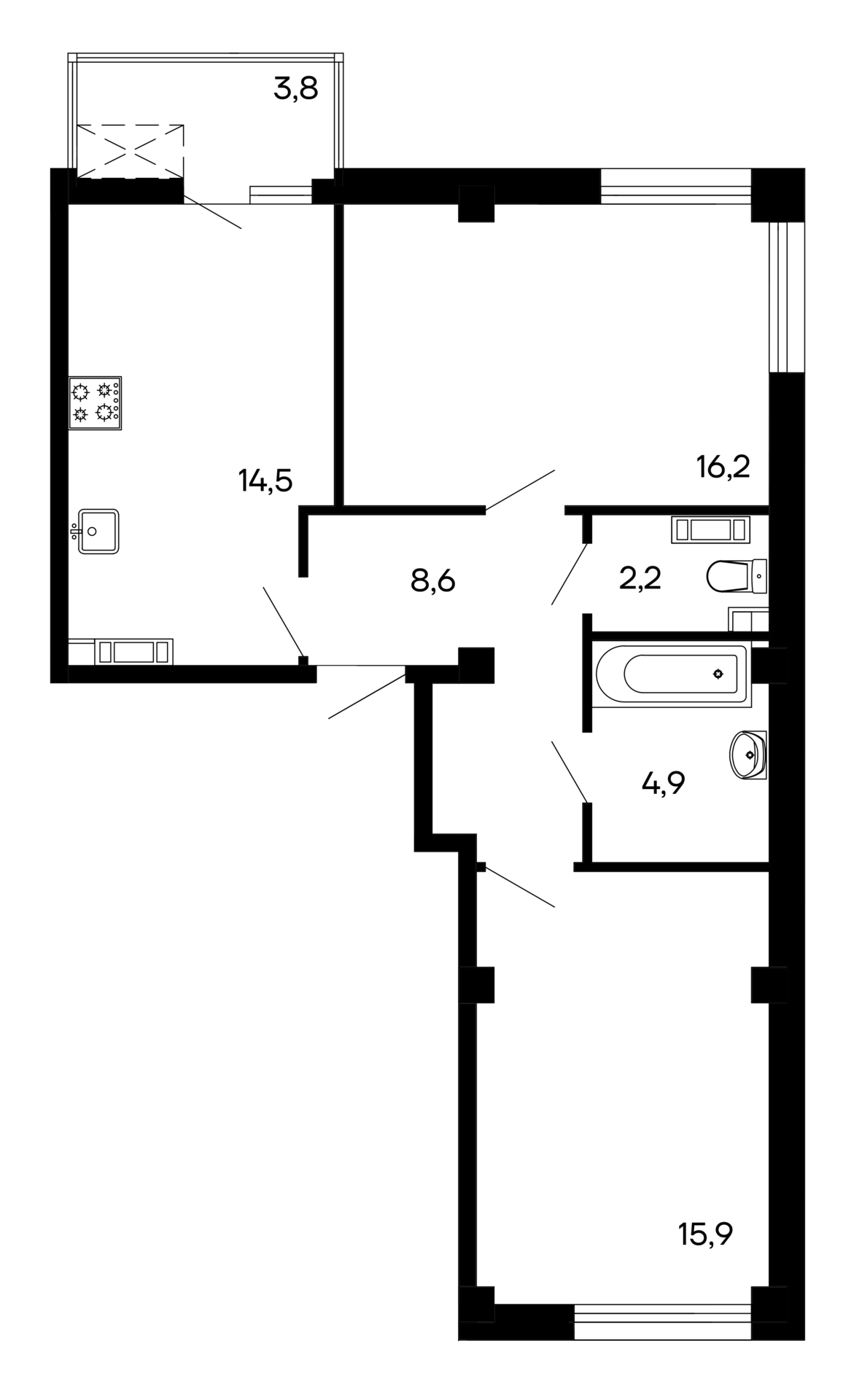 2-к, 66.1 м² · Доброгород