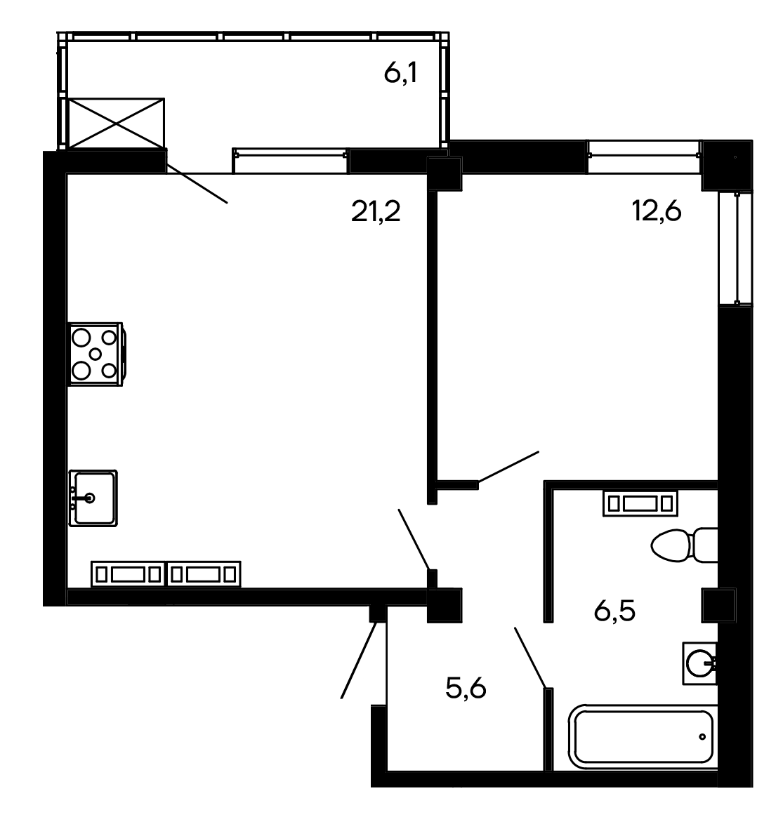 1-к, 52 м² · Доброгород