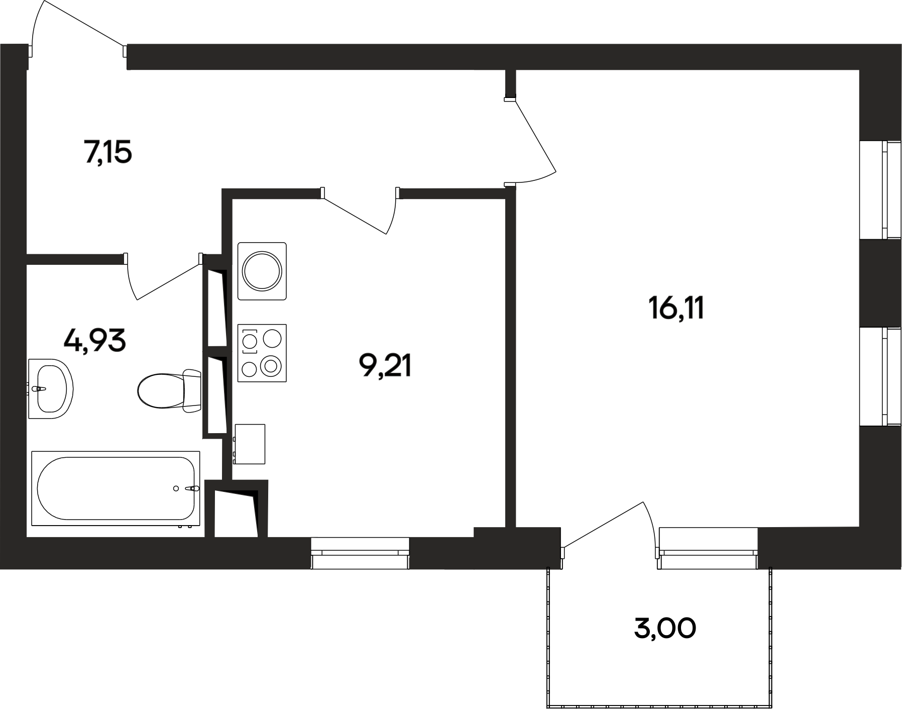 1-к, 40.1 м² · Кубики