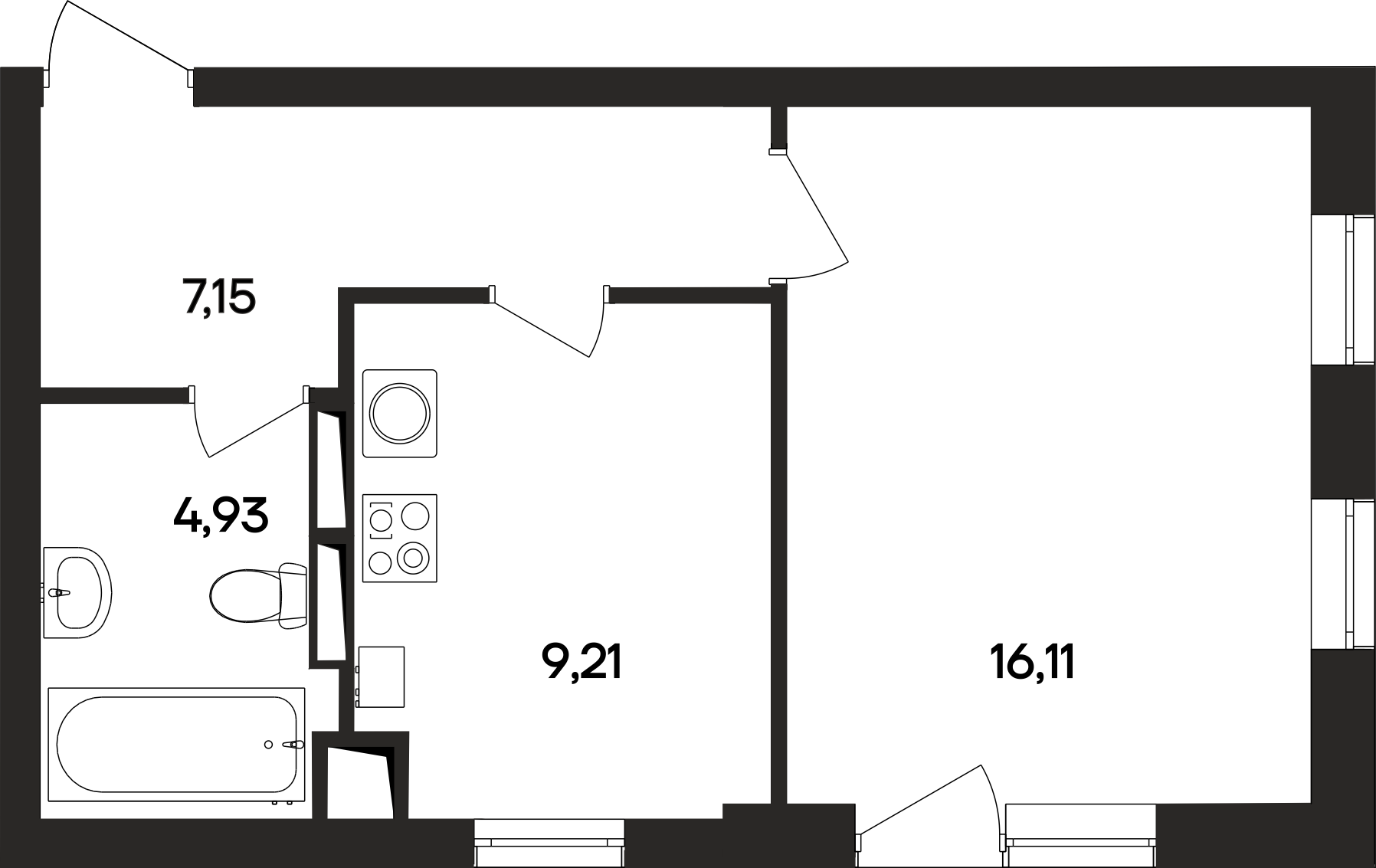 1-к, 37.7 м² · Кубики
