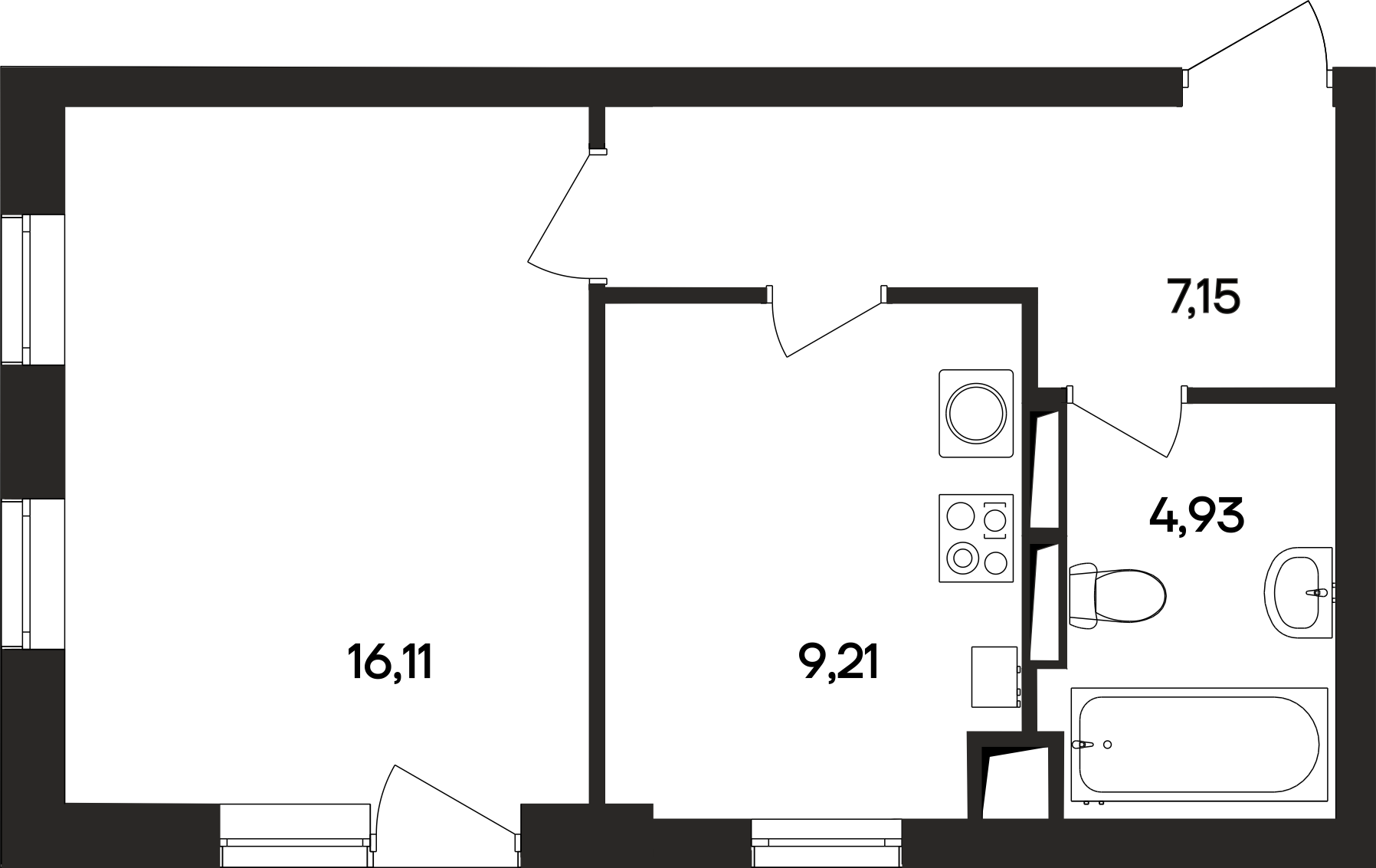 1-к, 37.5 м² · Кубики