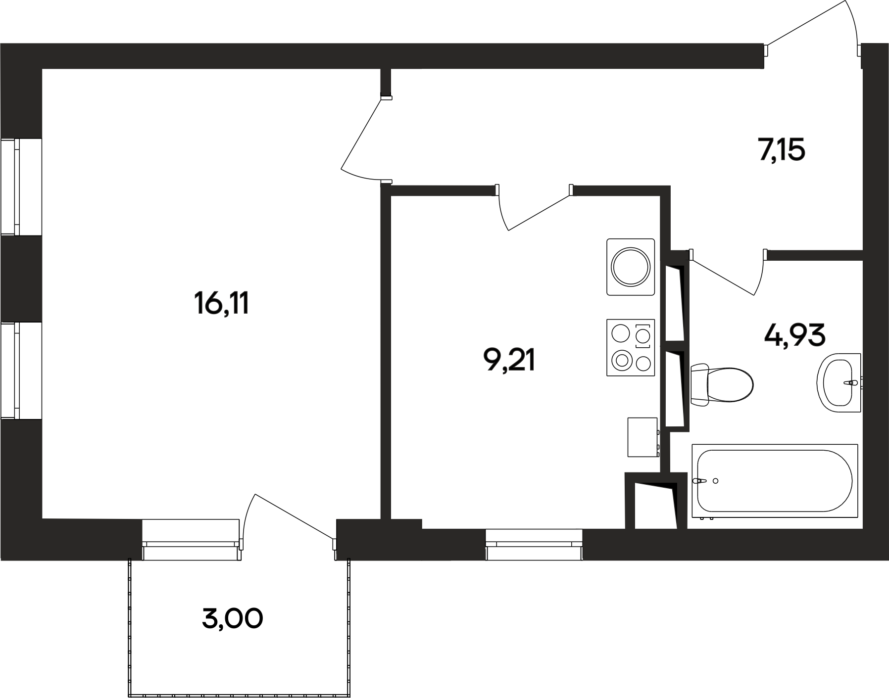 1-к, 40.9 м² · Кубики