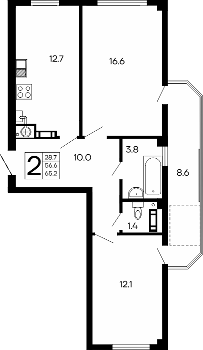 2-к, 65.2 м² · Семейный
