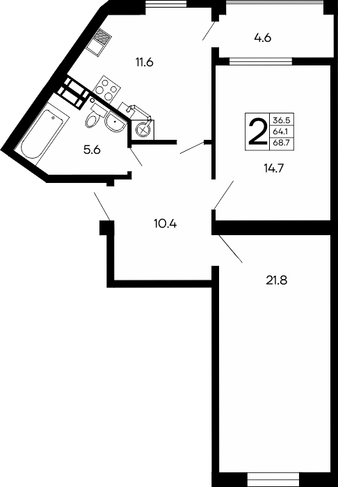 2-к, 68.7 м² · Семейный