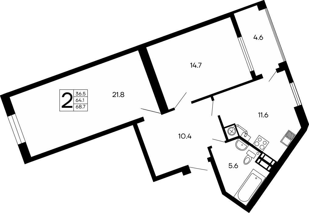 2-к, 68.7 м² · Семейный