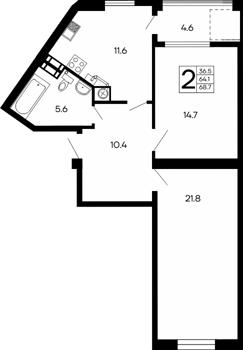 2-к, 68.7 м² · Семейный