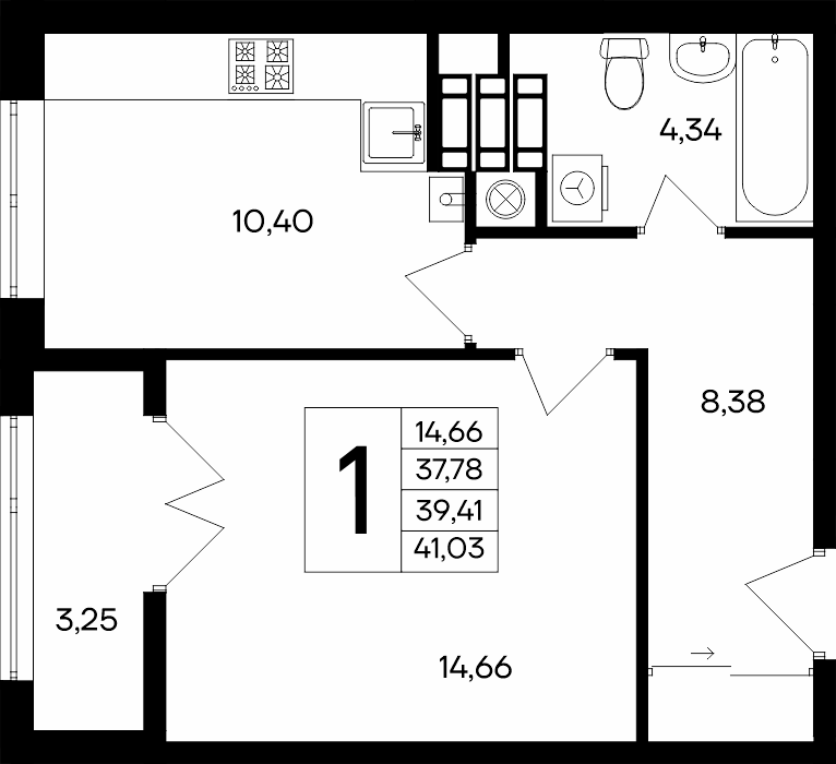 1-к, 41.03 м² · Сезоны
