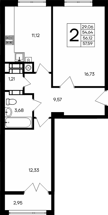 2-к, 57.59 м² · Сезоны
