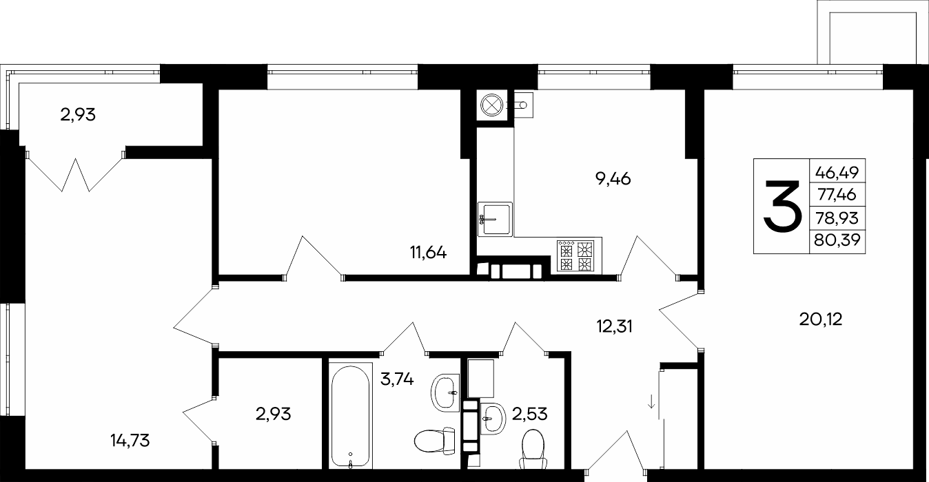 3-к, 80.39 м² · Сезоны