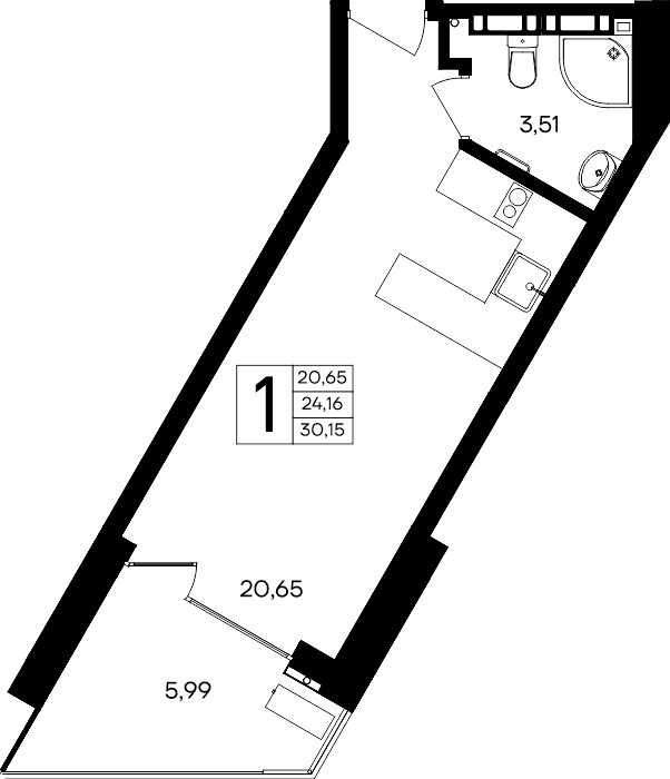 1-к, 30.15 м² · Песок и море