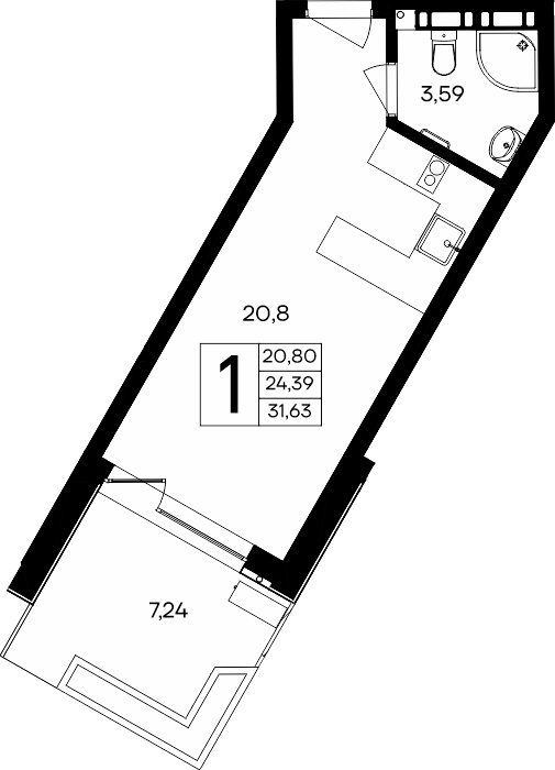 1-к, 31.63 м² · Песок и море