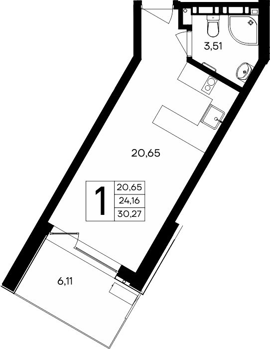 1-к, 30.27 м² · Песок и море