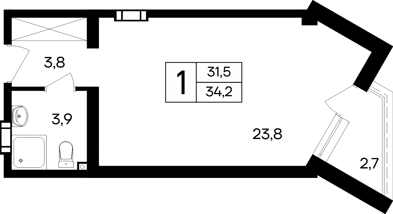 1-к, 34.2 м² · Cosmos Smart Евпатория