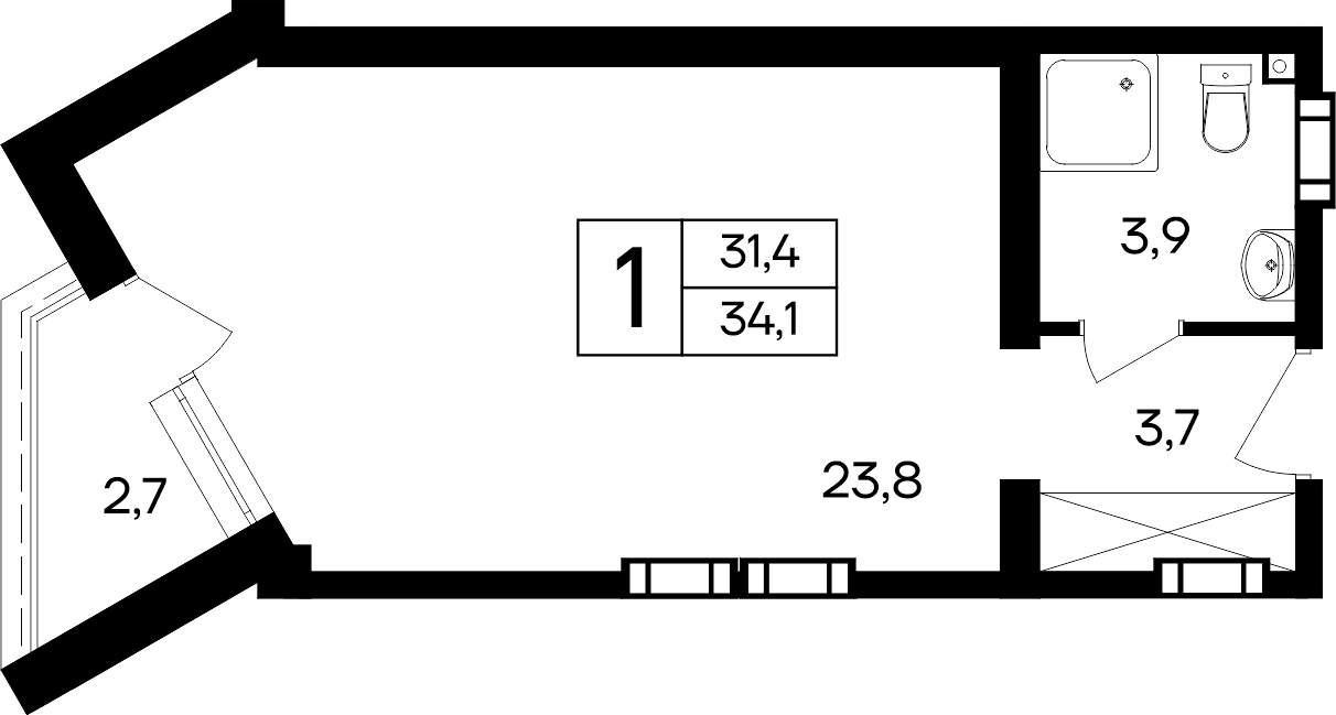 1-к, 34.1 м² · Cosmos Smart Евпатория