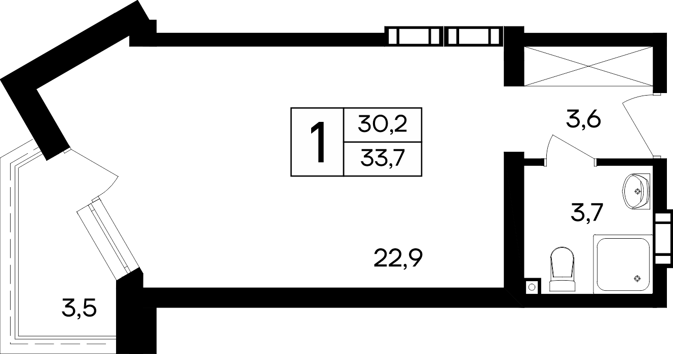 1-к, 33.7 м² · Cosmos Smart Евпатория