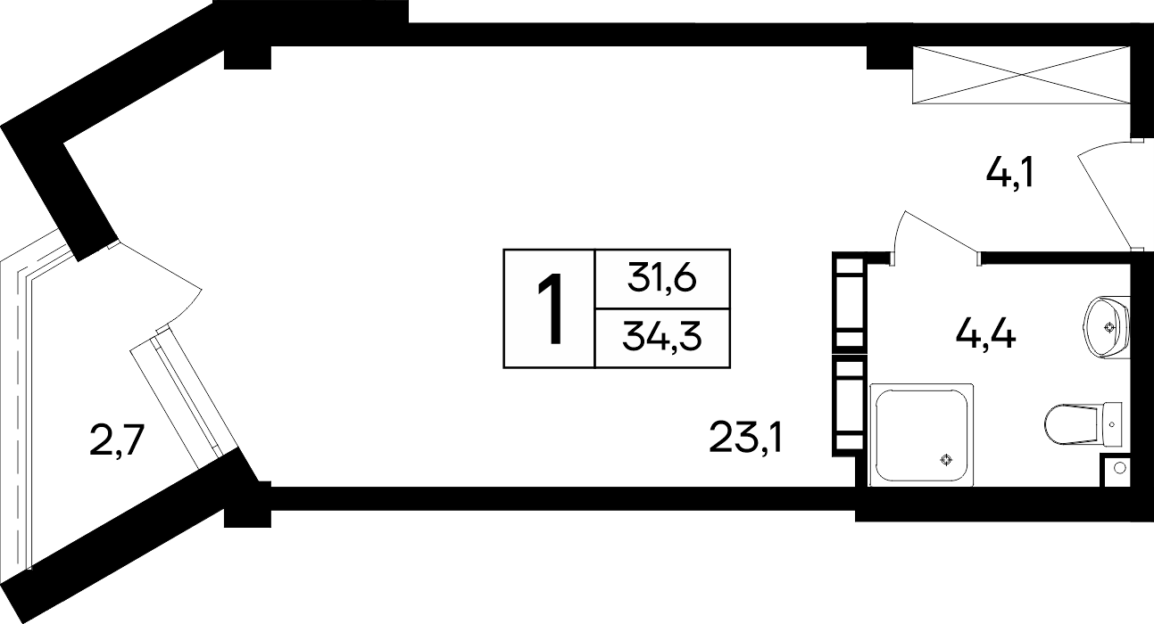 1-к, 34.3 м² · Cosmos Smart Евпатория