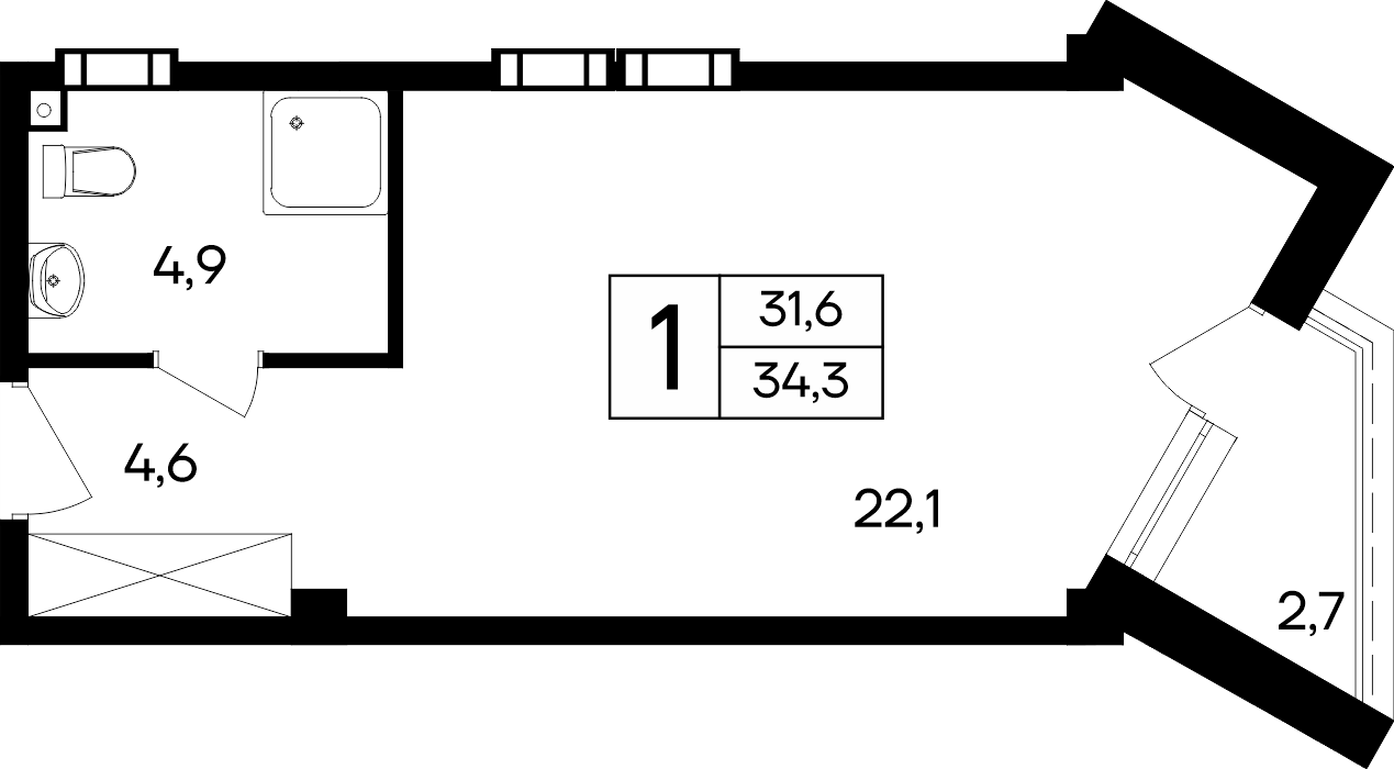1-к, 34.3 м² · Cosmos Smart Евпатория