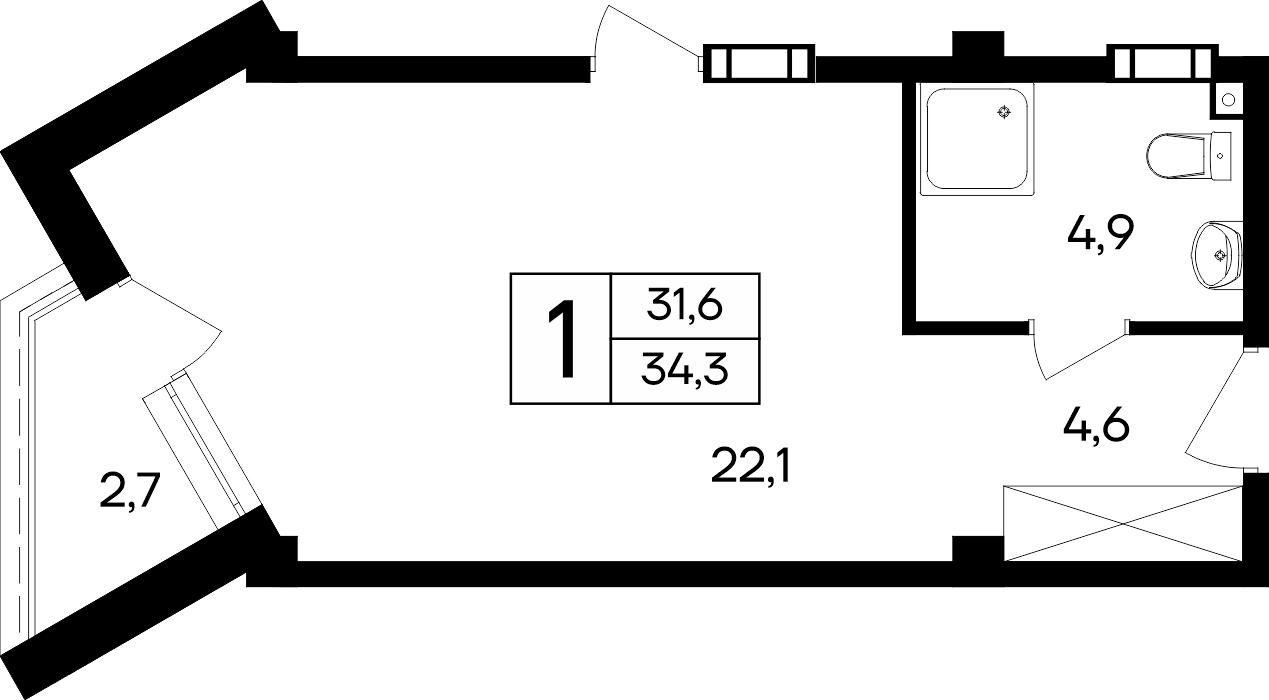 1-к, 34.3 м² · Cosmos Smart Евпатория