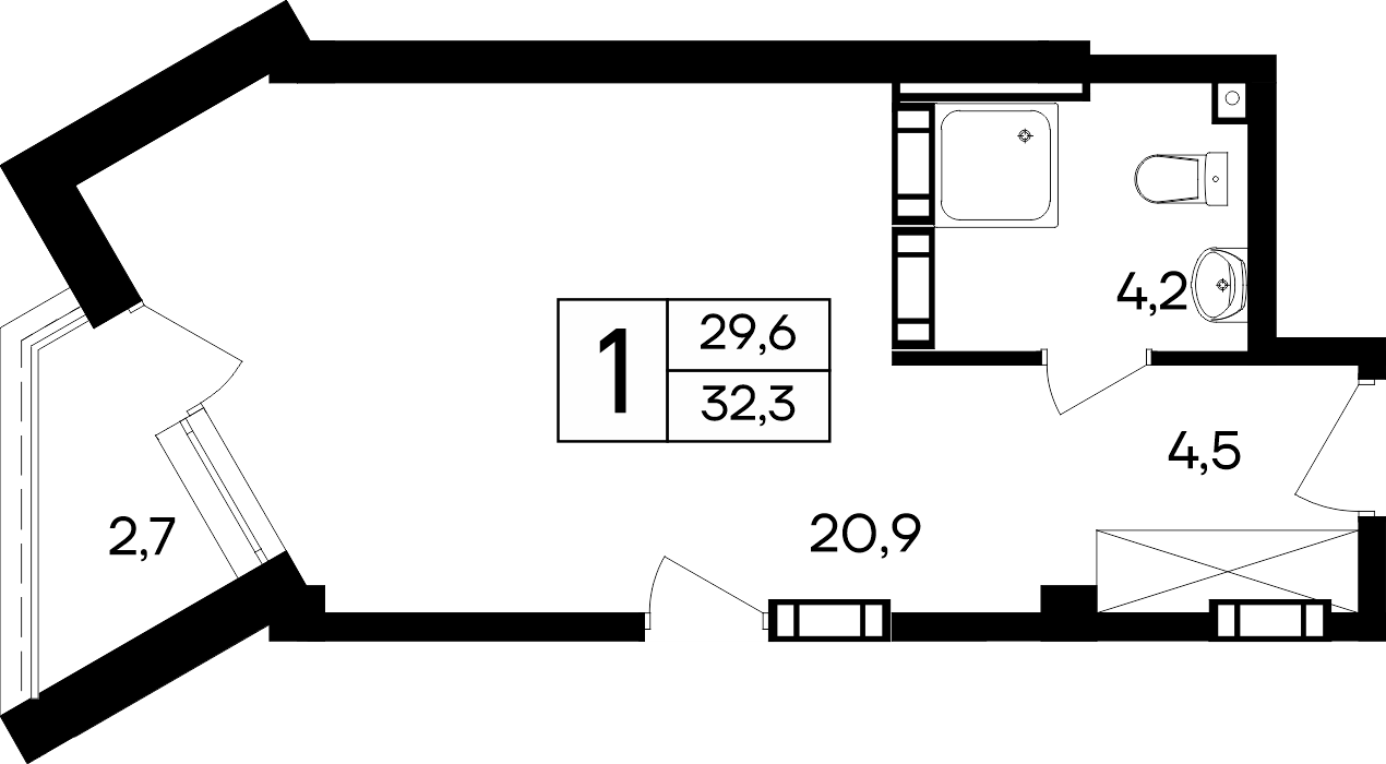 1-к, 32.3 м² · Cosmos Smart Евпатория