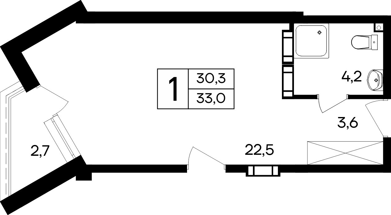 1-к, 33 м² · Cosmos Smart Евпатория