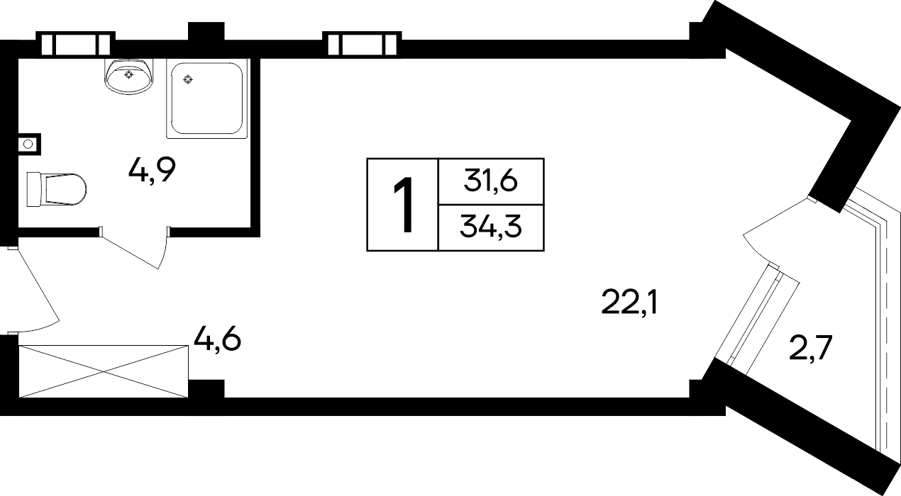 1-к, 34.3 м² · Cosmos Smart Евпатория