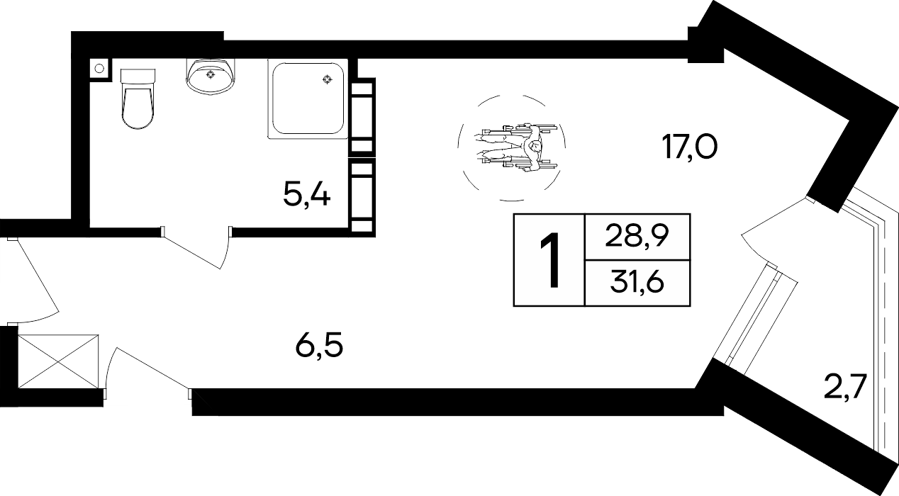 1-к, 31.6 м² · Cosmos Smart Евпатория